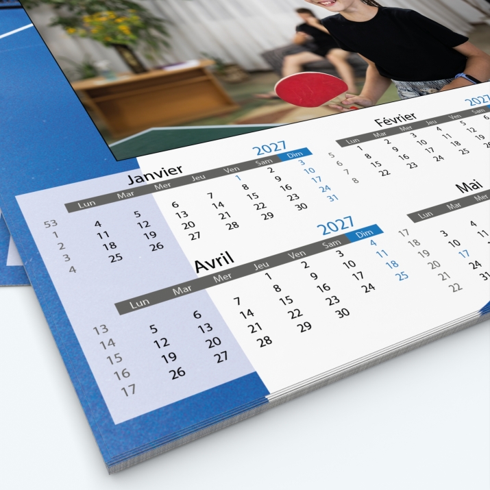Calendrier photo Maillot Tennis de table - Grille calendaire personnalisable