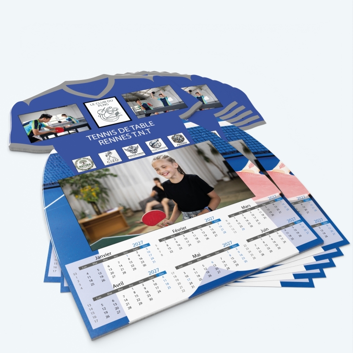 Calendrier photo Maillot Tennis de table - Minimum de commande : 25 exemplaires