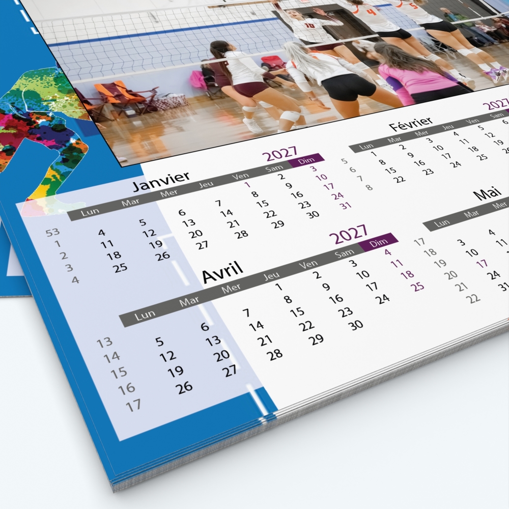 Calendrier photo Maillot de Volley - Grille calendaire personnalisable