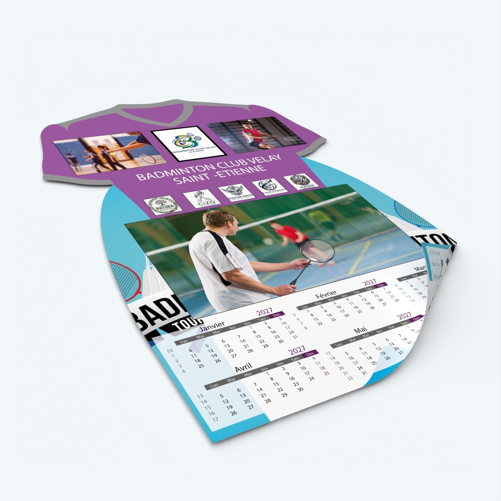 Calendrier photo Maillot de Badminton - Impression recto/verso pour plus de photos