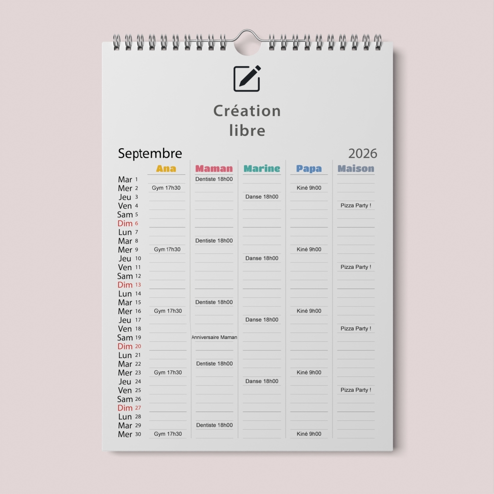 Calendrier photo familial