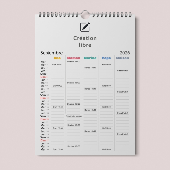 Calendrier photo familial