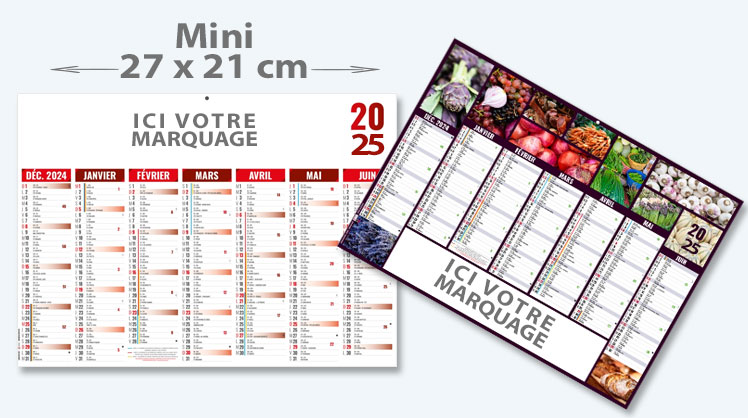 Calendriers bancaires publicitaires petit format 