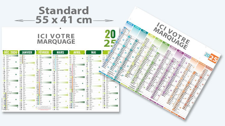 Calendrier bancaire standard (55 x 41 cm)