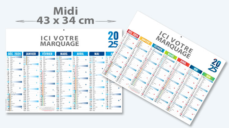 Calendrier bancaire midi (43 x 34 cm)