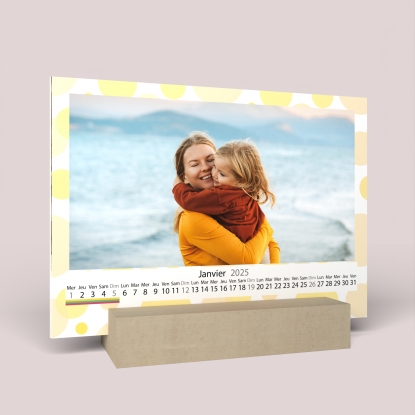 Calendrier photo de bureau sur bois