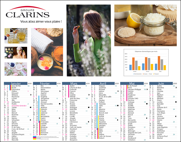 Calendrier bancaire publicitaire personnalisable
