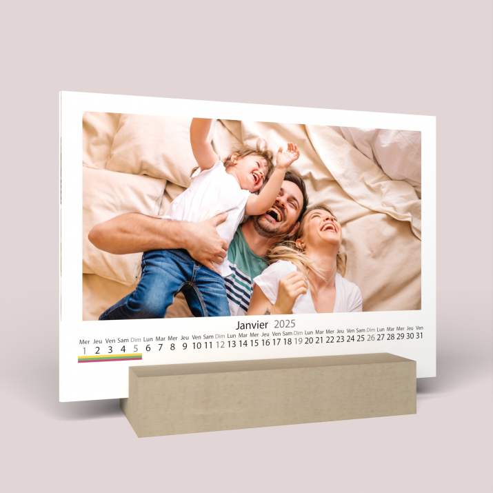 Calendrier photo sur bois