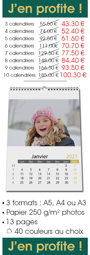 Offre Pack Calendrier MURAL Classique