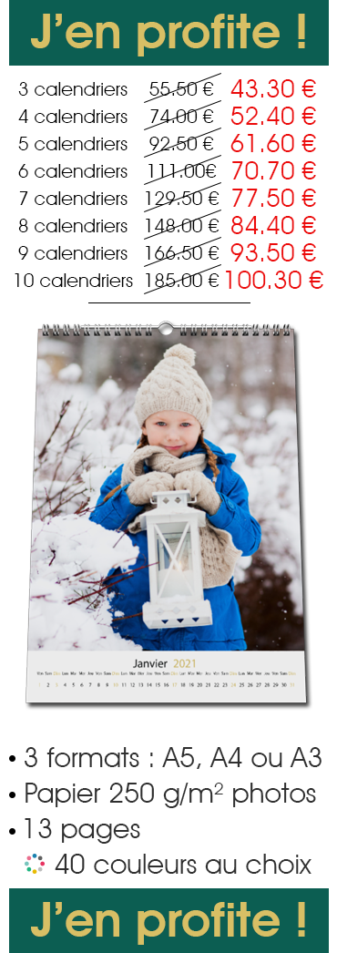 Offre Pack Calendrier MURAL Maxi Photos