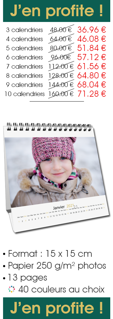 Offre Pack Calendrier À POSER Carré